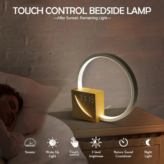 Hot Selling-Wake up Night Light with Alarm Clock for Bedroom 3 Level Dimmable Touch Table Lamp with White Noise for Kids,Wake Up